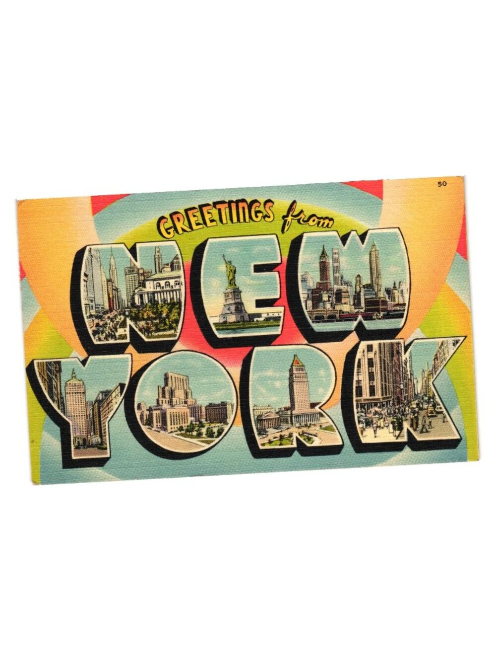 Vintage 1942 Greetings New York City Postcard Tichnor Postmarked Collectible